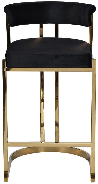 Барный стул GY-B8216GOLD-BL, велюр, черный / золото