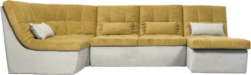 Диван угловой София 2, Севен 333 (горчично-желт), Севен 308, с задней тканью