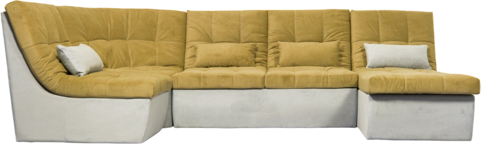 Диван угловой София 2, Севен 333 (горчично-желт), Севен 308, с задней тканью