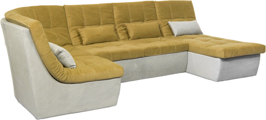 Диван угловой София 2, Севен 333 (горчично-желт), Севен 308, с задней тканью