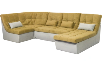 Диван угловой София 2, Севен 333 (горчично-желт), Севен 308, с задней тканью