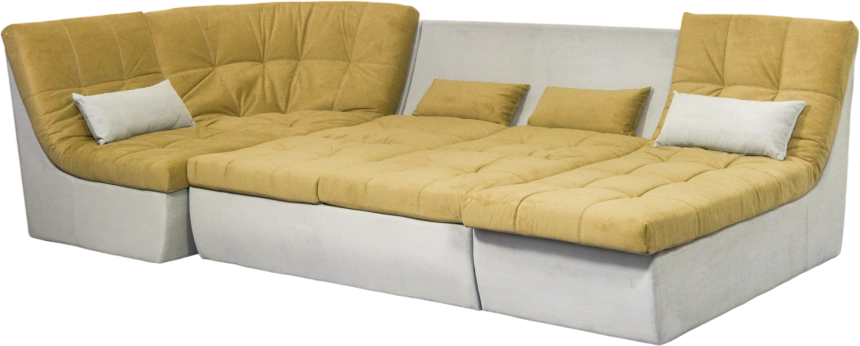 Диван угловой София 2, Севен 333 (горчично-желт), Севен 308, с задней тканью