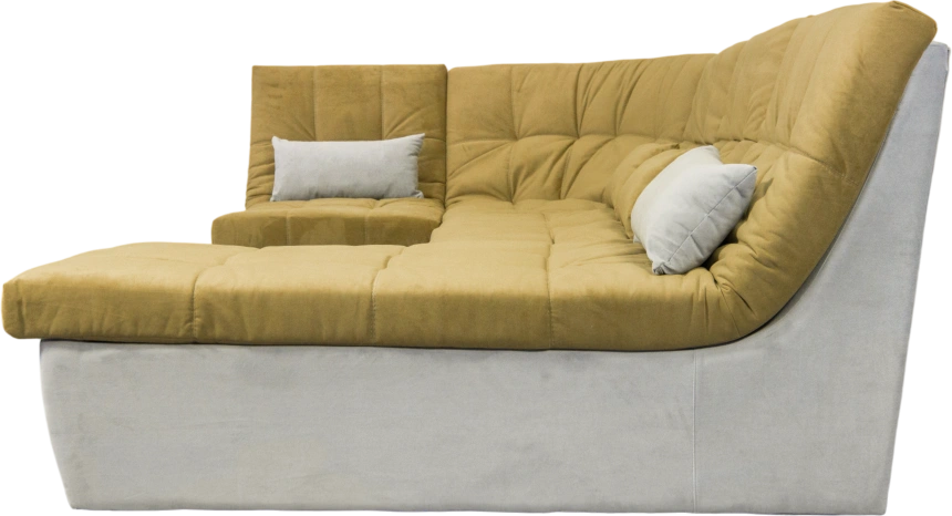 Диван угловой София 2, Севен 333 (горчично-желт), Севен 308, с задней тканью