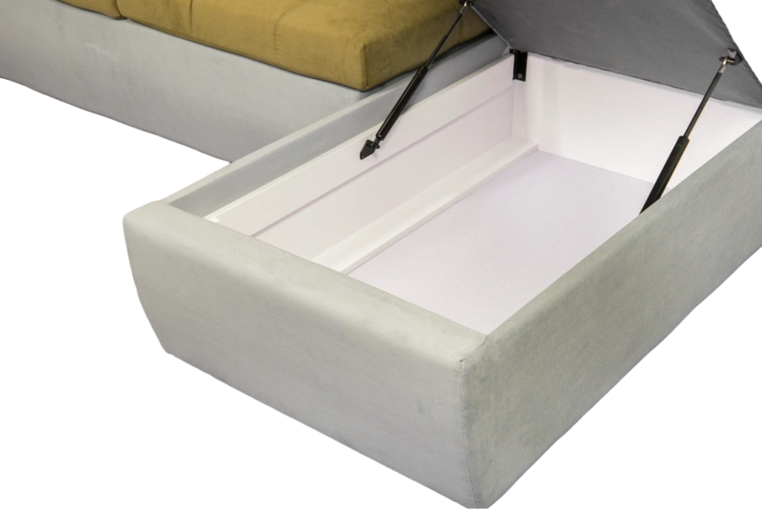 Диван угловой София 2, Севен 333 (горчично-желт), Севен 308, с задней тканью