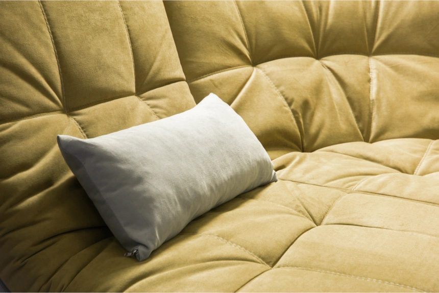 Диван угловой София 2, Севен 333 (горчично-желт), Севен 308, с задней тканью