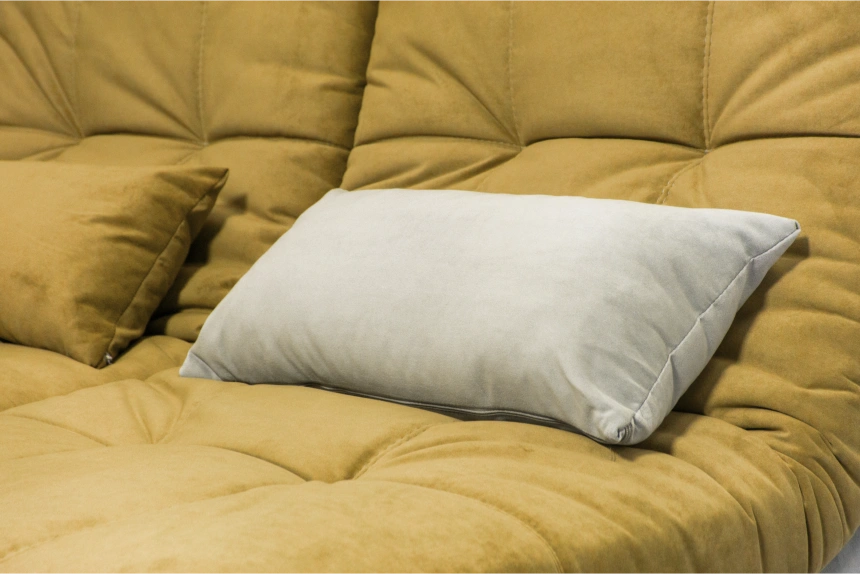 Диван угловой София 2, Севен 333 (горчично-желт), Севен 308, с задней тканью