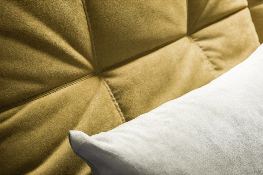 Диван угловой София 2, Севен 333 (горчично-желт), Севен 308, с задней тканью