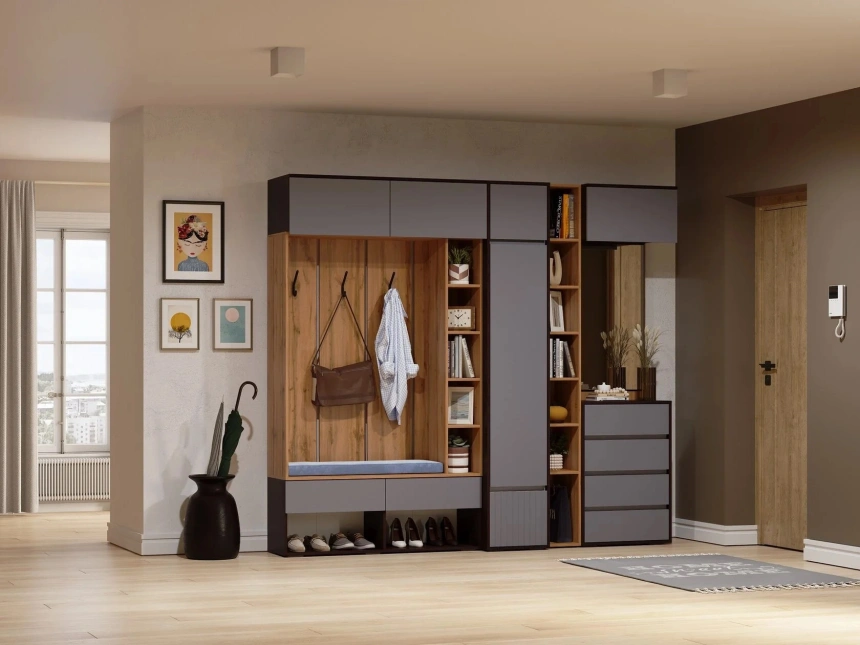 Шкаф навесной Роут, венге / графит софт