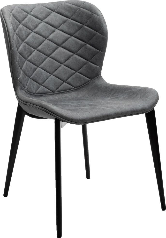 Стул Клод, мягкий, Kiprus-12 темно-серый, искусственная замша, черный каркас 