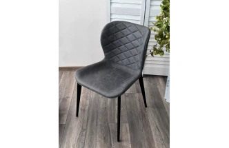 Стул Клод, мягкий, Kiprus-12 темно-серый, искусственная замша, черный каркас 