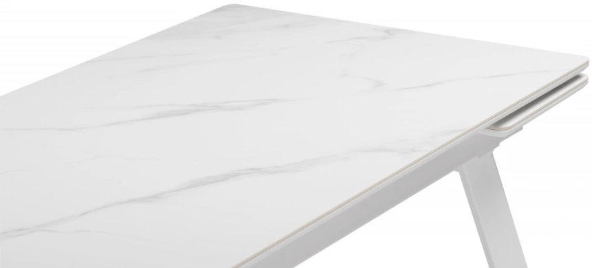 Обеденный раздвижной стол Норман, 140(200)х80, керамика, белый мрамор / белый