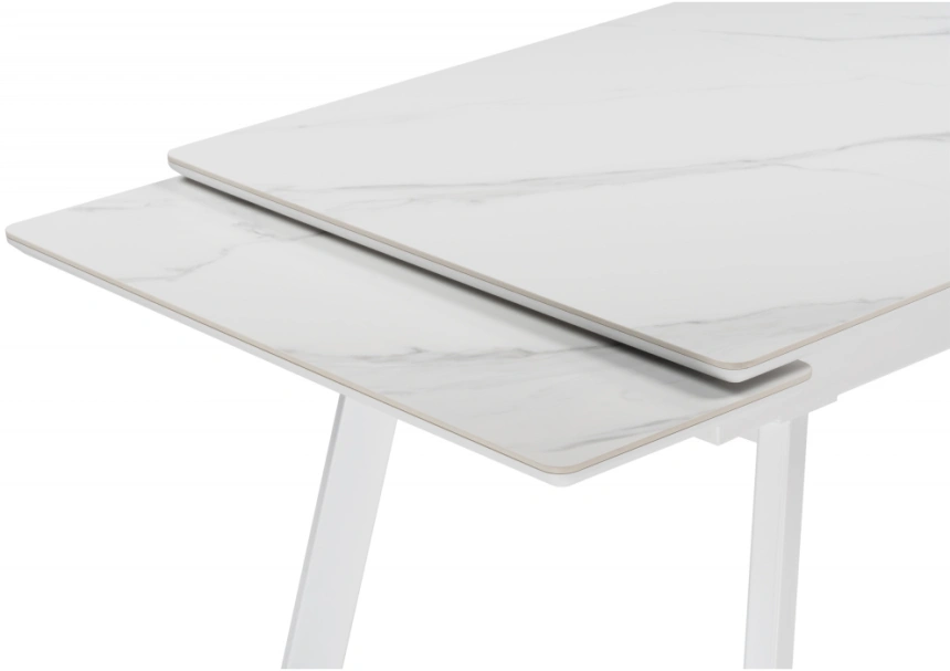 Обеденный раздвижной стол Норман, 140(200)х80, керамика, белый мрамор / белый