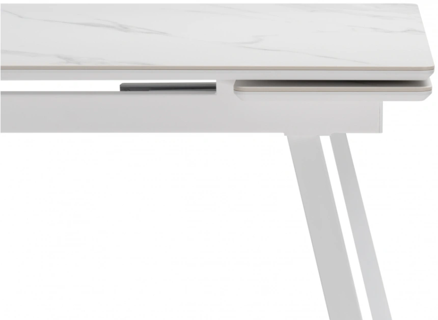Обеденный раздвижной стол Норман, 140(200)х80, керамика, белый мрамор / белый