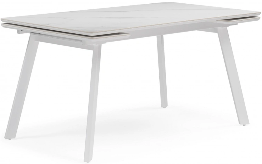 Обеденный раздвижной стол Норман, 140(200)х80, керамика, белый мрамор / белый