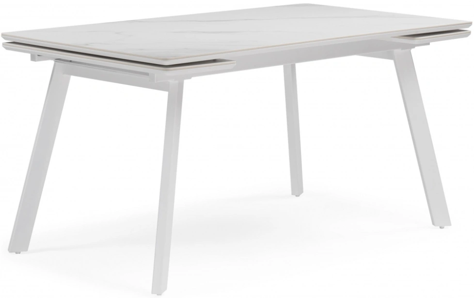 Обеденный раздвижной стол Норман, 140(200)х80, керамика, белый мрамор / белый