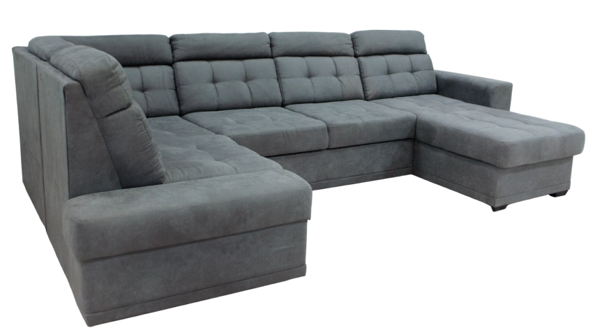 Диван модульный п-образный Мартин, ткань monako-A 07, декор Венге, нить Белая 