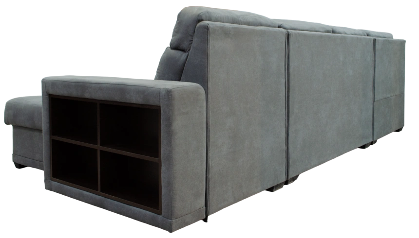 Диван модульный п-образный Мартин, ткань monako-A 07, декор Венге, нить Белая 