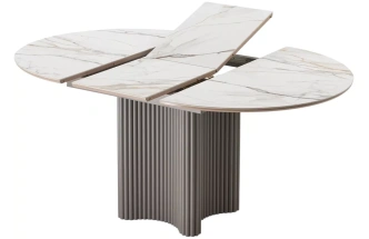 Кухонный раздвижной стол Адажио 115, Gilt White, керамика, латте каркас