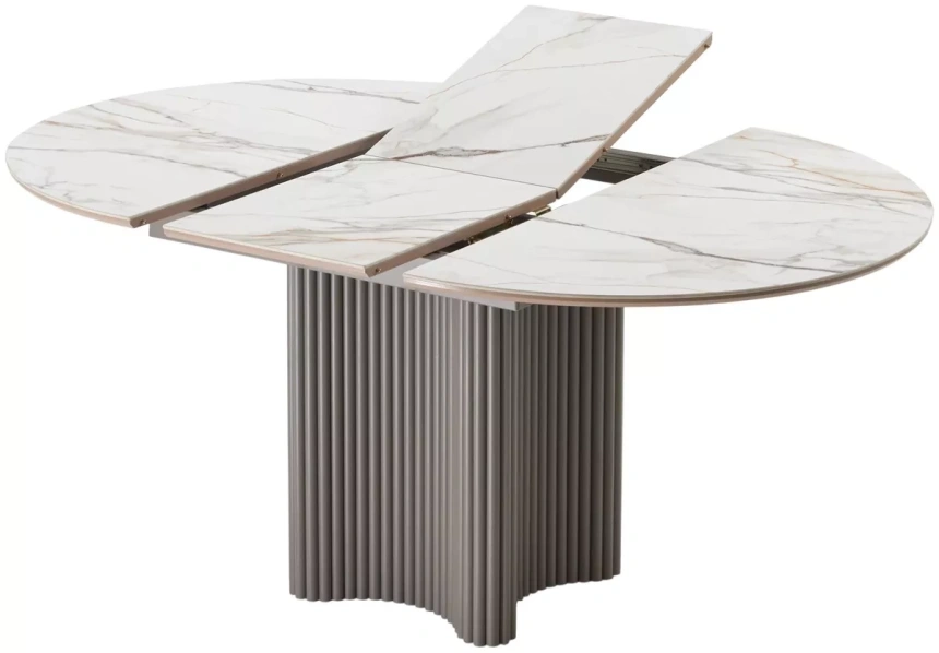 Кухонный раздвижной стол Адажио 115, Gilt White, керамика, латте каркас