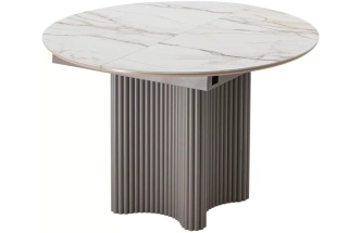 Кухонный раздвижной стол Адажио 115, Gilt White, керамика, латте каркас