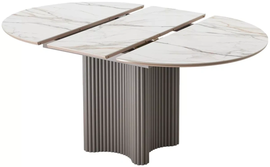 Кухонный раздвижной стол Адажио 115, Gilt White, керамика, латте каркас