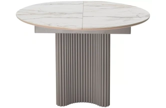 Кухонный раздвижной стол Адажио 115, Gilt White, керамика, латте каркас