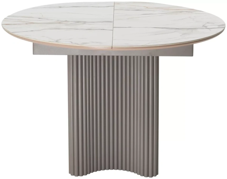 Кухонный раздвижной стол Адажио 115, Gilt White, керамика, латте каркас