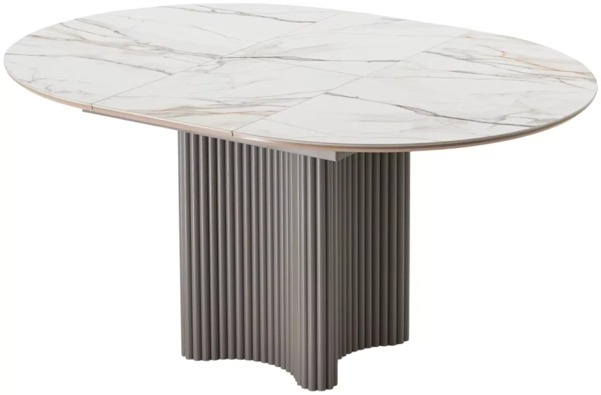 Кухонный раздвижной стол Адажио 115, Gilt White, керамика, латте каркас
