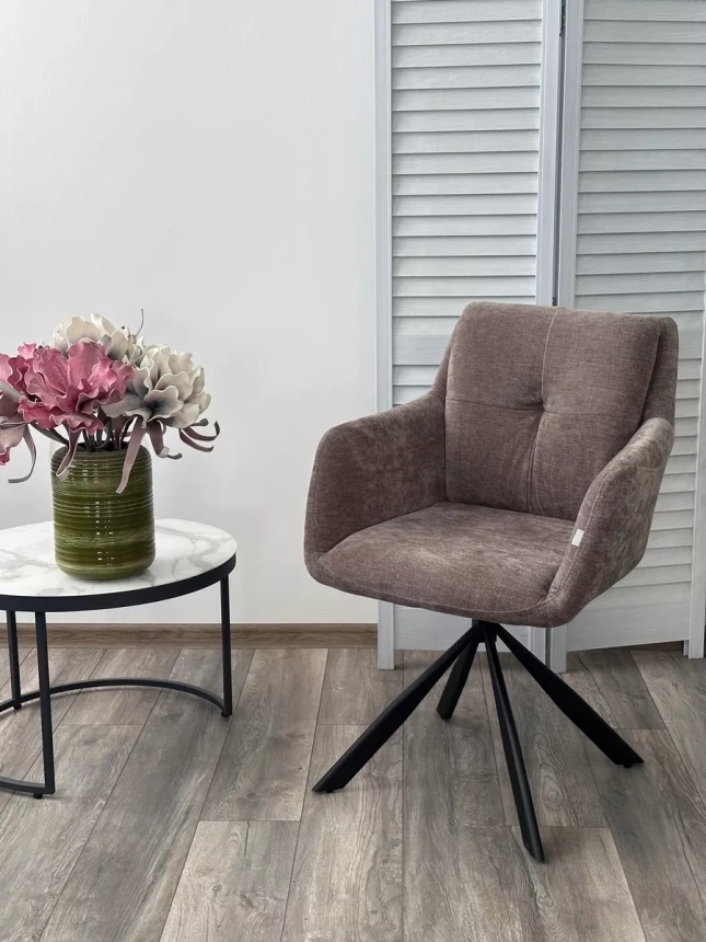 Стул Федерико Данс, поворотный, Nordic 35 cеро-коричневый, черный каркас