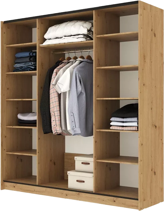 Шкаф-купе двухдверный Марвин-3, 203x220, Дуб дикий / Чёрный глянец / Софт Тач Чёрный