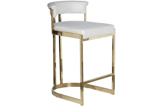Барный стул GY-B8216GOLD-LG, велюр, светло-серый / золото