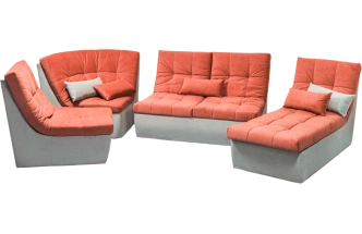 Диван угловой София 2, Catania flame, Catania cocoa, с задней тканью