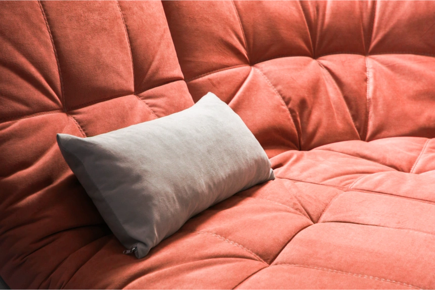 Диван угловой София 2, Catania flame, Catania cocoa, с задней тканью