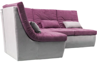 Диван угловой София 2 с кресельной частью, Tenerife elderberry, Tenerife silver, с задней тканью