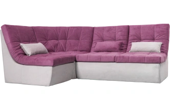 Диван угловой София 2 с кресельной частью, Tenerife elderberry, Tenerife silver, с задней тканью