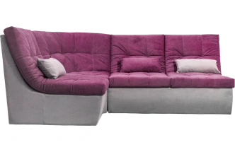 Диван угловой София 2 с кресельной частью, Tenerife elderberry, Tenerife silver, с задней тканью