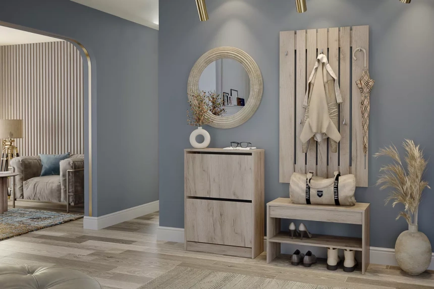 Тумба для обуви Лофт, 2 фасада, 68x93,6x28, Дуб крафт серый