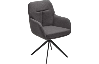 Стул Moon, мягкий, поворотный, серый Family-022, ткань, черный каркас 
