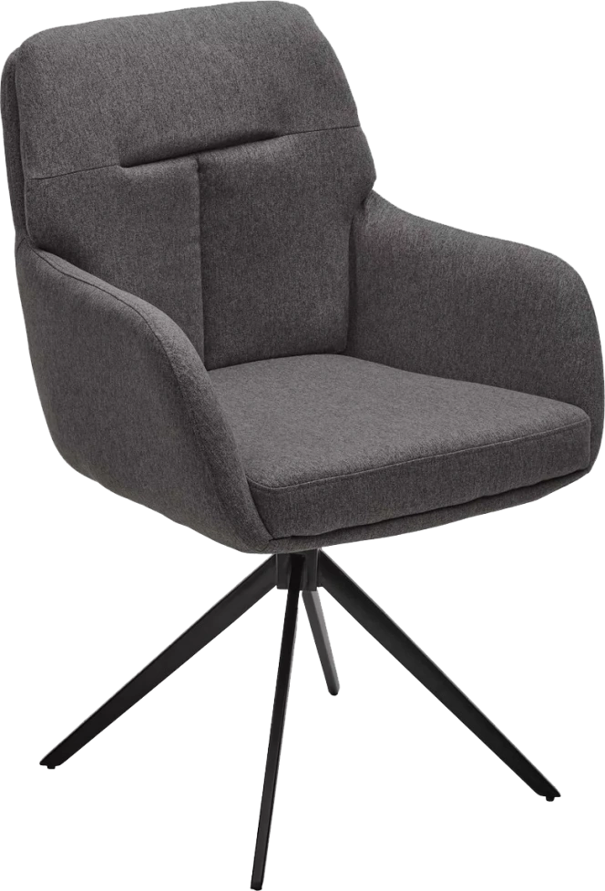 Стул Moon, мягкий, поворотный, серый Family-022, ткань, черный каркас 