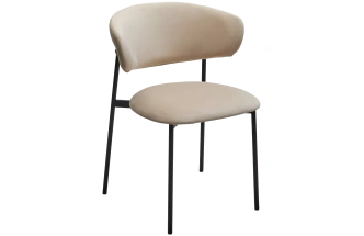 Стул Леонардо, мягкий, H-06 бежевый, велюр, черный каркас 