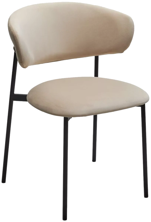 Стул Леонардо, мягкий, H-06 бежевый, велюр, черный каркас