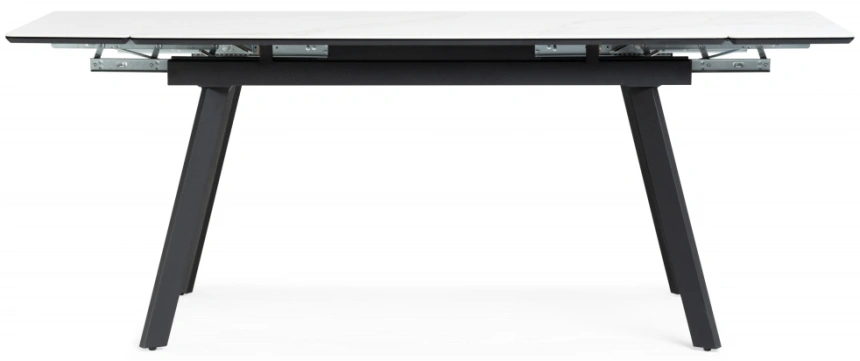Обеденный раздвижной стол Норман, 140(200)х80, керамика, белый мрамор / черный