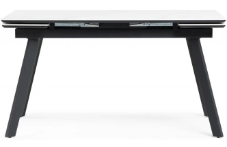 Обеденный раздвижной стол Норман, 140(200)х80, керамика, белый мрамор / черный