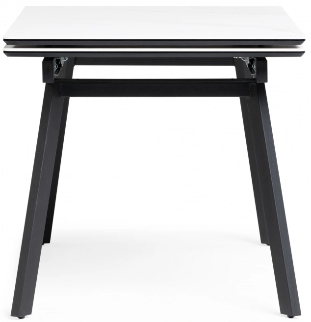 Обеденный раздвижной стол Норман, 140(200)х80, керамика, белый мрамор / черный