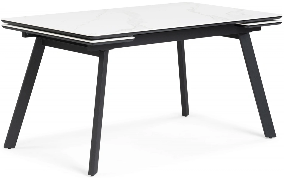 Обеденный раздвижной стол Норман, 140(200)х80, керамика, белый мрамор / черный