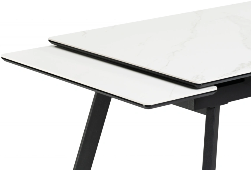 Обеденный раздвижной стол Норман, 140(200)х80, керамика, белый мрамор / черный