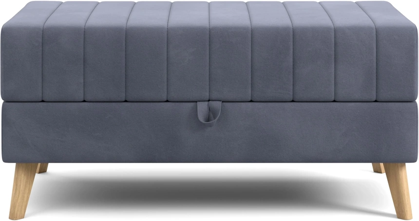 Банкетка Норд, мягкая, с ящиком, ткань мора деним