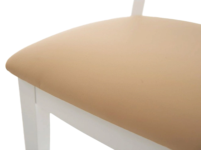 Стул Коломбо-2, деревянный, нитро крем экокожа, каркас эмаль белая