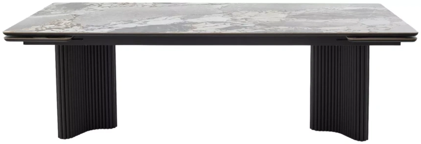 Обеденный раздвижной стол Адажио 240 (320), Mineral Stone Natural, керамика , черный каркас 