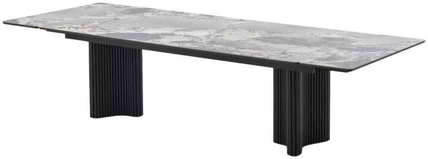 Обеденный раздвижной стол Адажио 240 (320), Mineral Stone Natural, керамика , черный каркас 